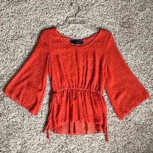 Francesca’s | Blue Rain Tie Waist Blouse